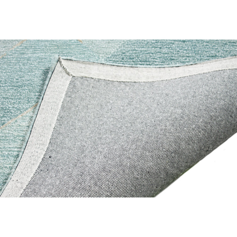 Aqua Blue Handmade Wool and Viscose Abstract Rug 8'6" x 11'6"