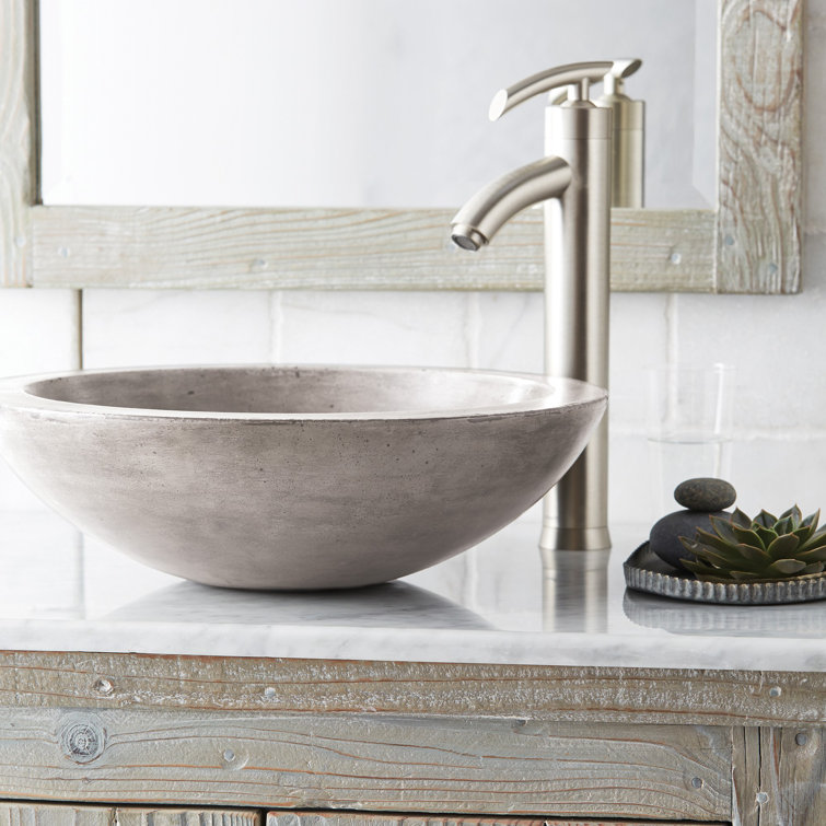 Ash Round Concrete Vessel Bathroom Sink, 17-inch