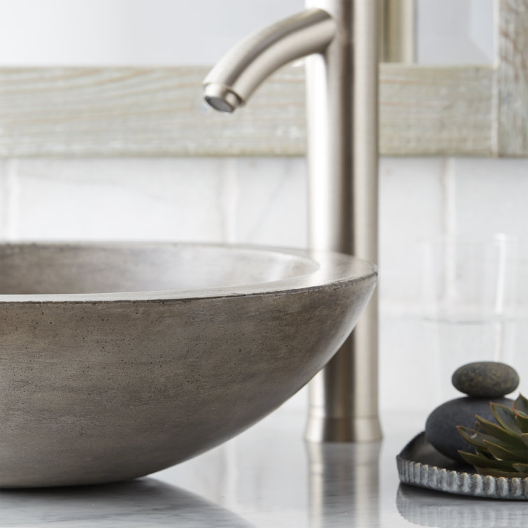 Ash Round Concrete Vessel Bathroom Sink, 17-inch