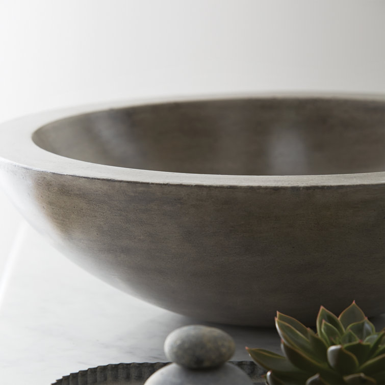 Ash Round Concrete Vessel Bathroom Sink, 17-inch
