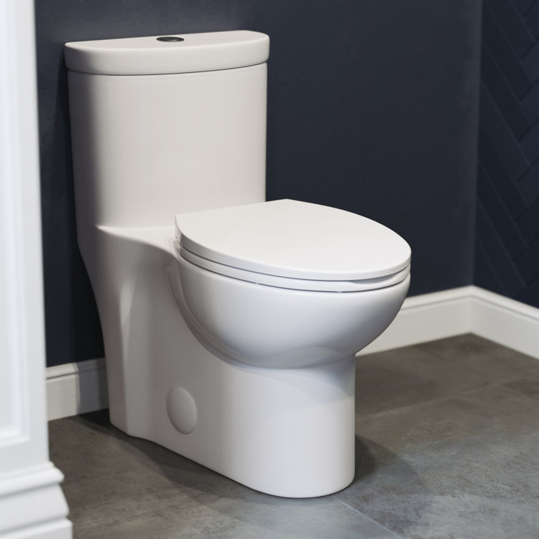Glossy White Elongated Dual Flush One-Piece Toilet