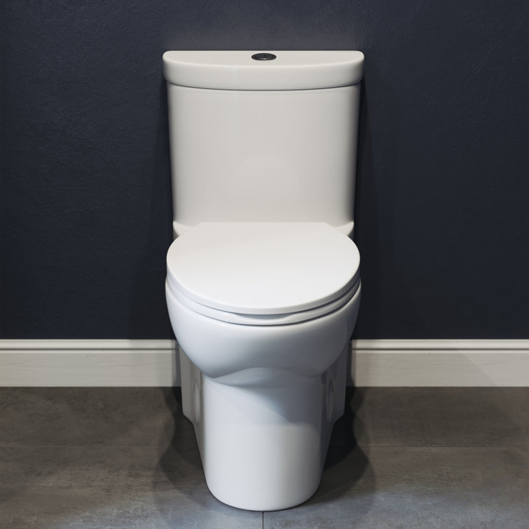 Glossy White Elongated Dual Flush One-Piece Toilet
