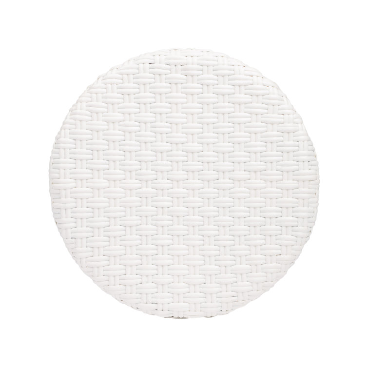 Cote d'Azur 30" Glossy White Round Rattan Bar Stool