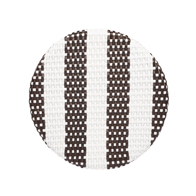 Coastal Bistro Dark Brown Rattan Counter Stool with White Stripes