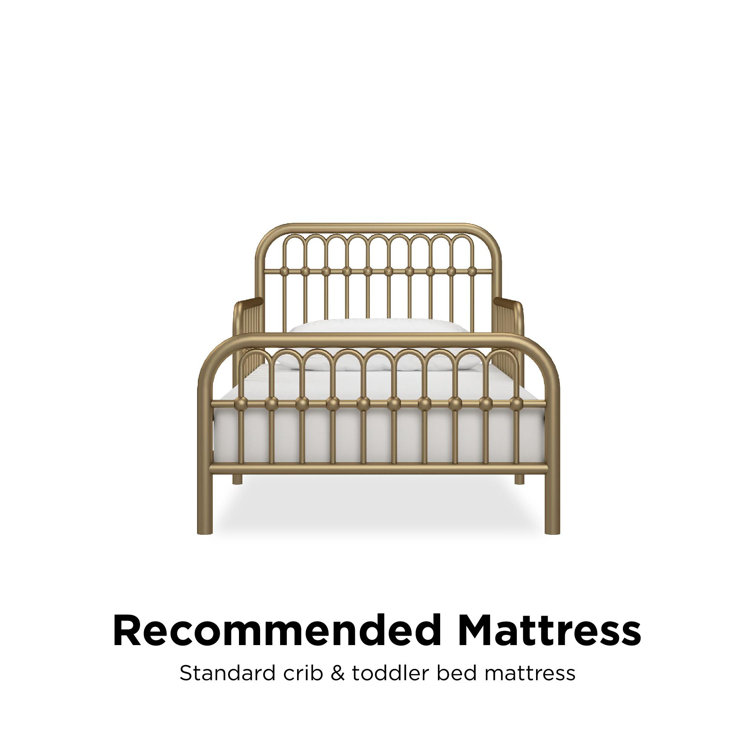 Classic Gold Metal Arched Toddler Bed with Safety Rails