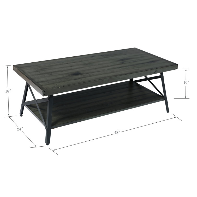 Emerald Chandler Antique Gray 48" Rustic Steel-Legged Coffee Table