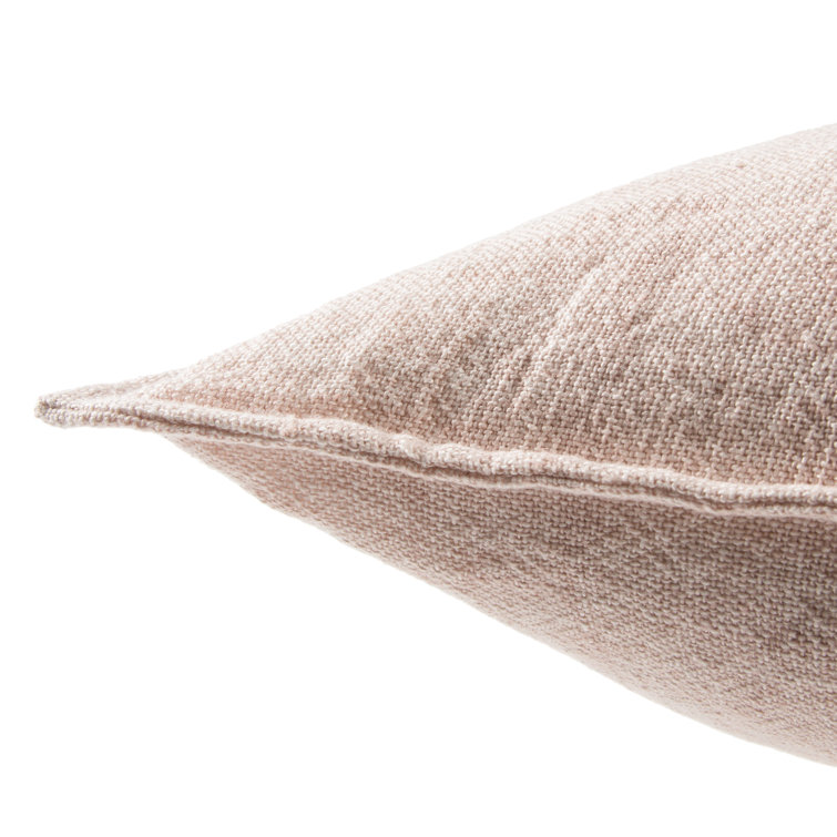 Light Pink Linen Square Throw Pillow with Flanged Edges