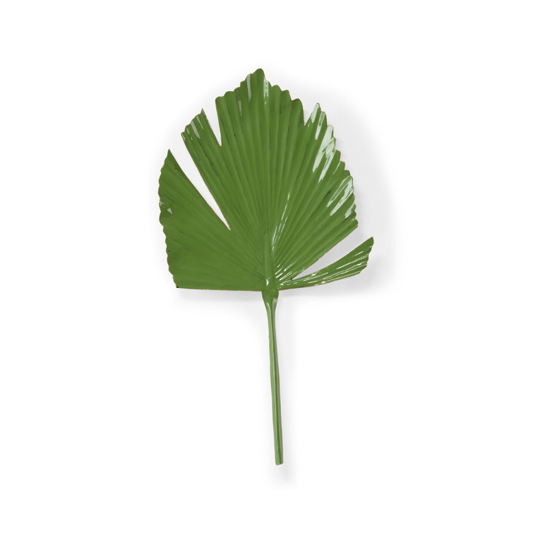 Green Enamel Palm Leaf Metal Wall Art Decor