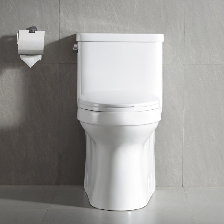 White High Efficiency Elongated One-Piece Toilet with Glazed Surface