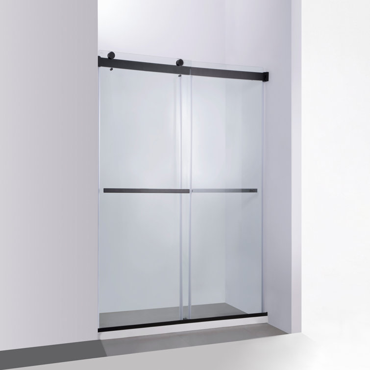 Matte Black 48'' x 76'' Frameless Sliding Shower Door
