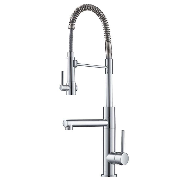Stainless Steel and Matte Black Pull-Down Kitchen Faucet