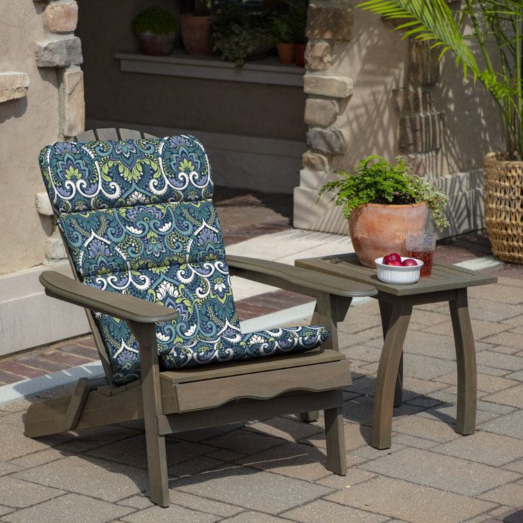 Sapphire Aurora Blue Damask Outdoor Adirondack Chair Cushion
