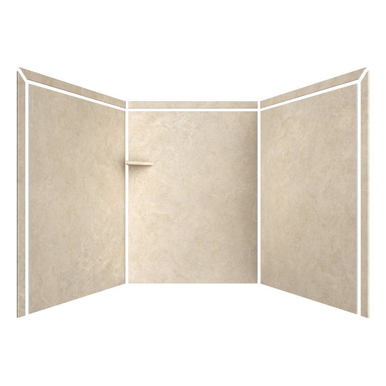 Adaptable Creme Travertine 60" x 60" x 80" Alcove Shower Kit