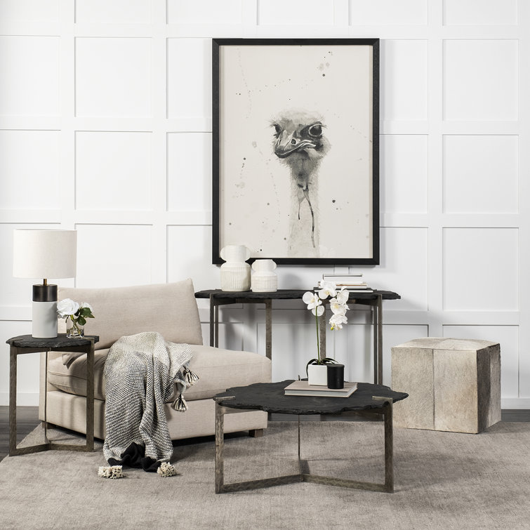 Shale Black Slate and Iron Round Coffee Table
