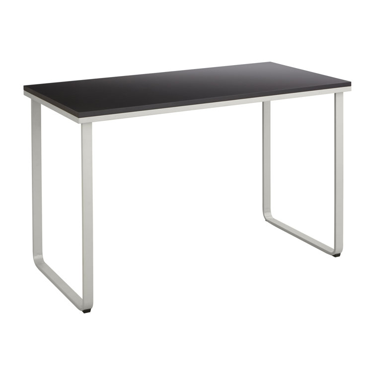 Sleek 47'' Black and Silver Steel Rectangular Desk with U-Shaped Legs