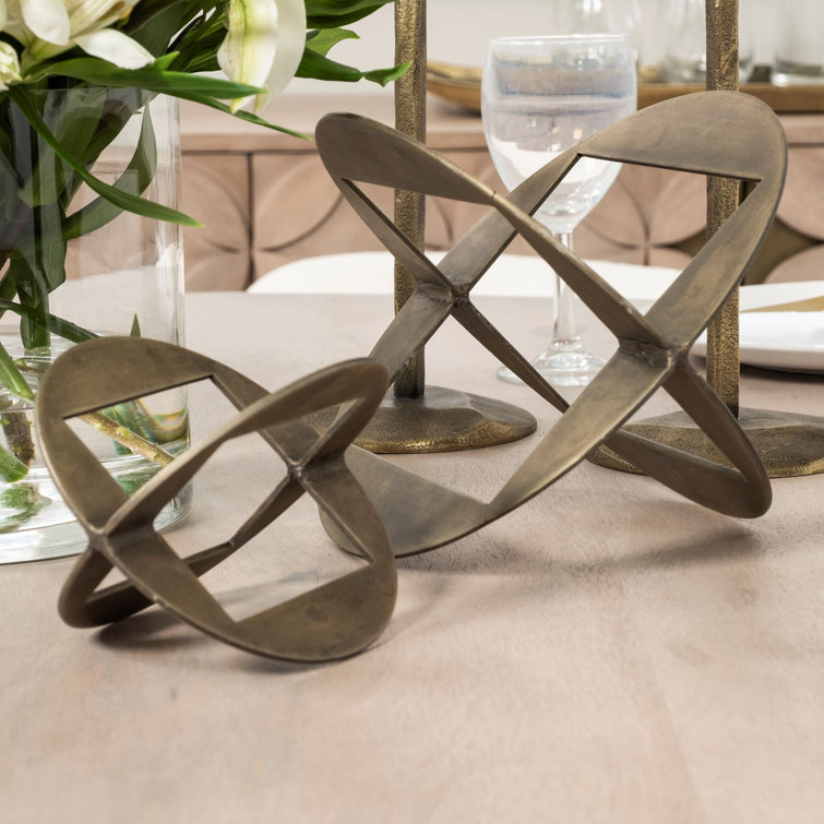 Antiqued Gold Geometric Metal Decorative Object