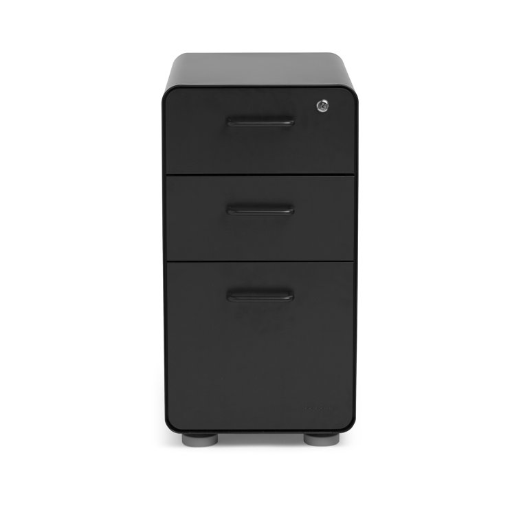 Slim Stow White 3-Drawer Lockable Vertical File Cabinet