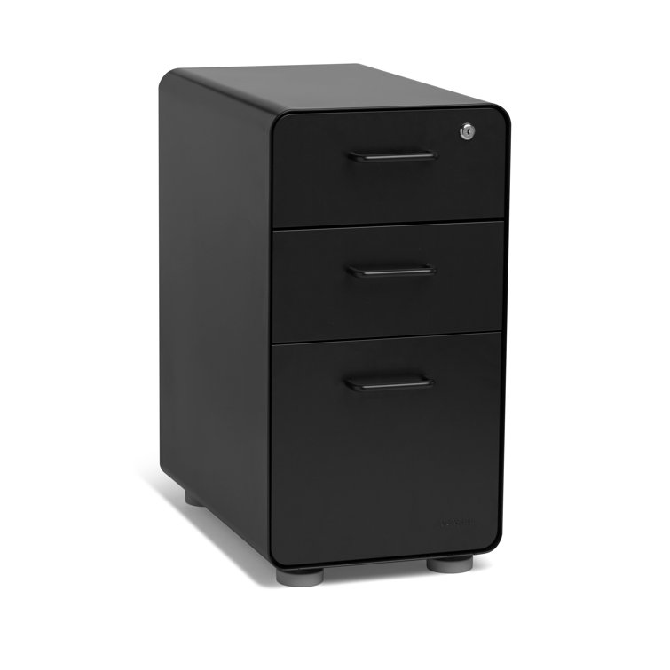 Slim Stow White 3-Drawer Lockable Vertical File Cabinet