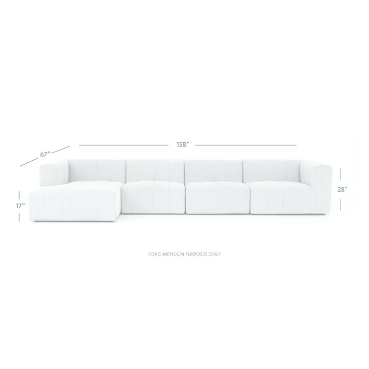 Napa Sandstone Tufted Fabric 4-Piece Sectional with Ottoman