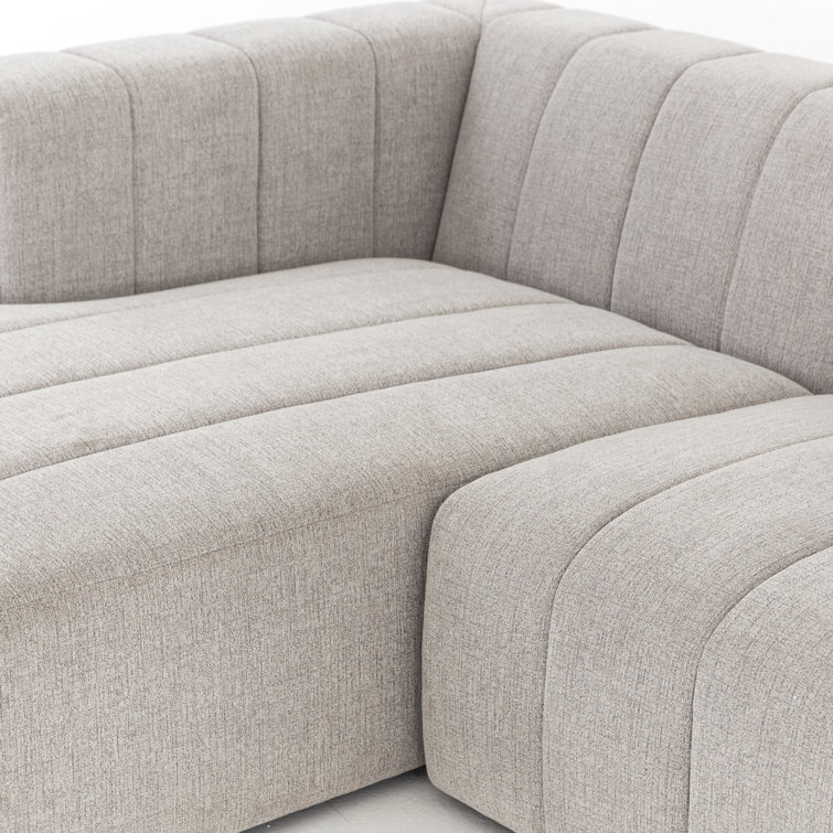 Langham Tufted Napa Sandstone Fabric Sectional with Ottoman