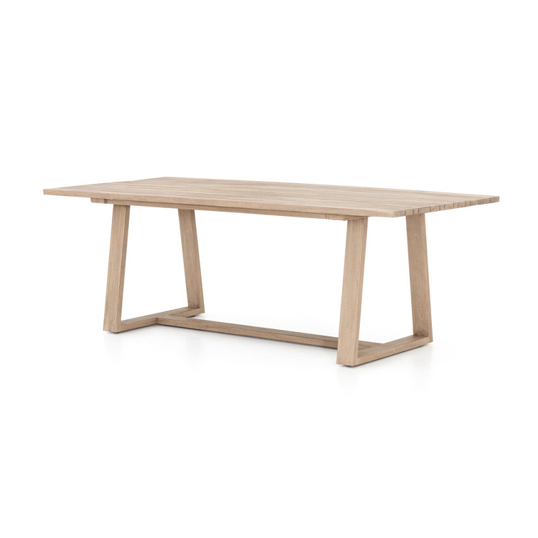 Minimalist Nude Teak Rectangular Outdoor Dinner Table