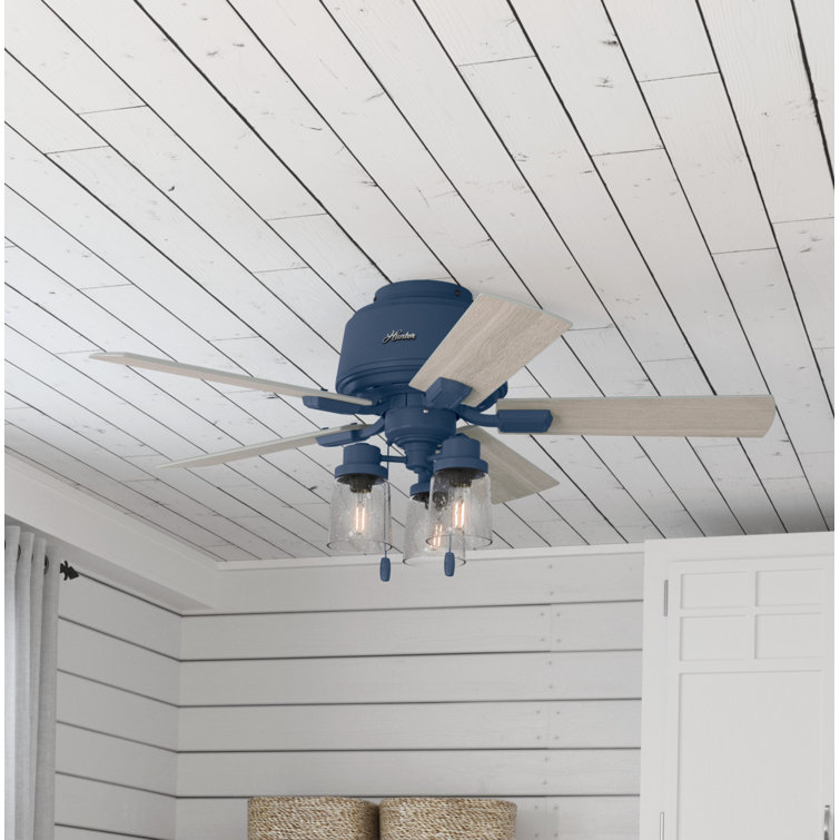 Indigo Blue 44" Low Profile Ceiling Fan with Lighting