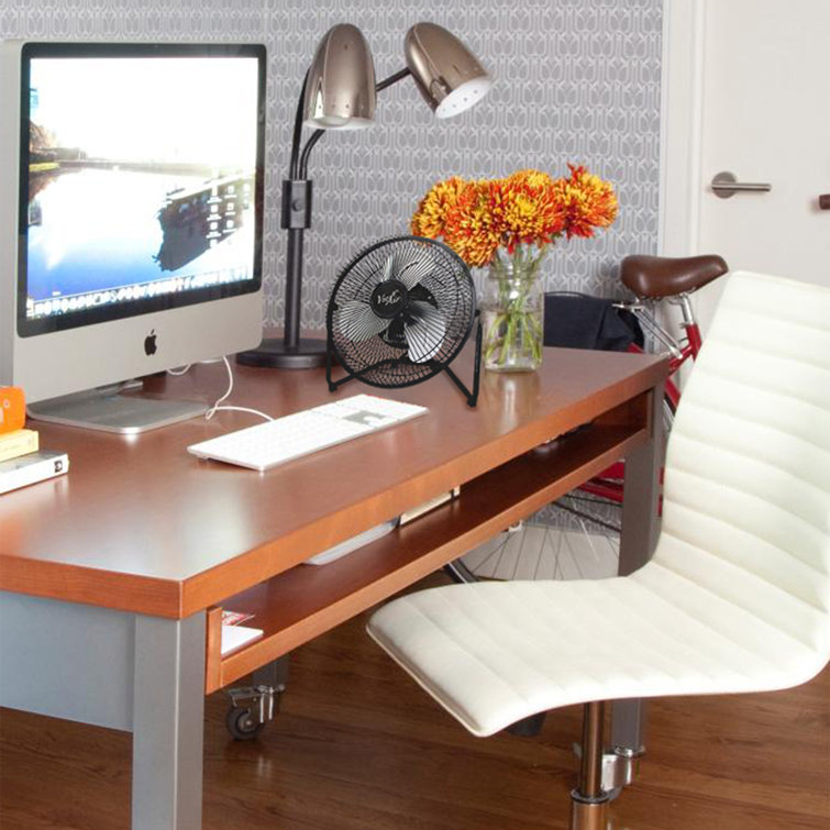 Compact 9" Black Metal High-Velocity Desk & Floor Fan with 3-Speed Tilt Control