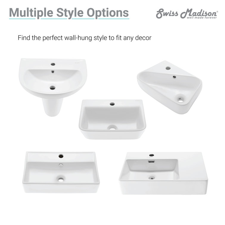 Claire 22" White Ceramic Wall-Mount Bathroom Sink