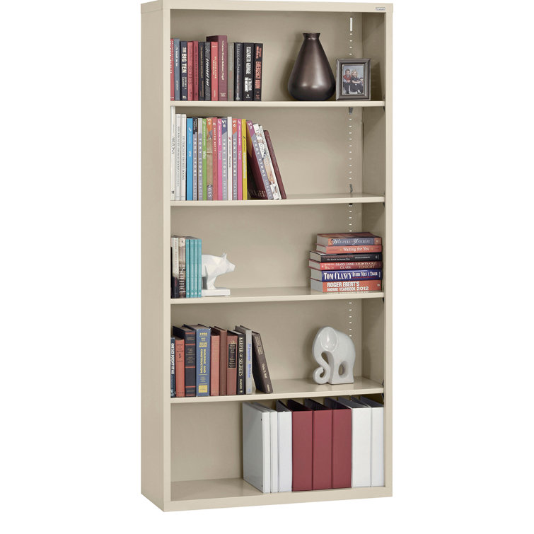 Putty Adjustable Steel 72" Bookcase with Reversible Shelves