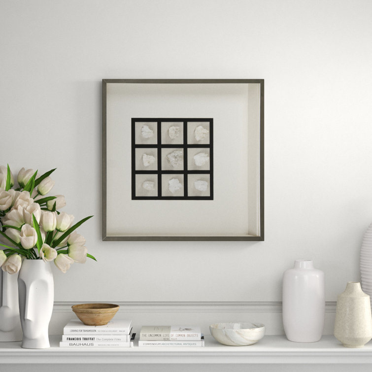 Off-White Crystal Stones in Silver Frame Abstract Art