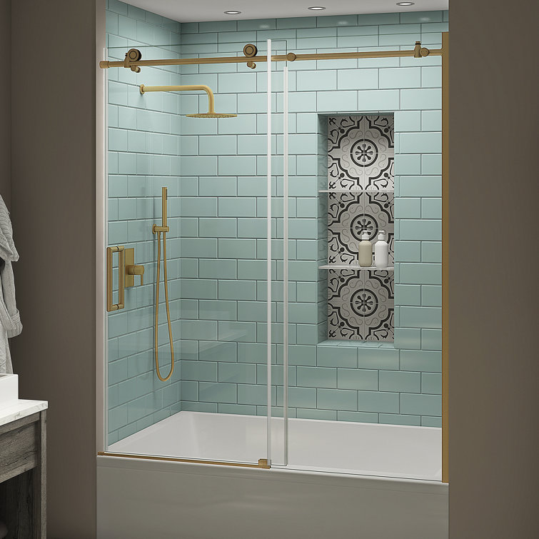 Coraline XL56 W x 70 H Single Sliding Frameless Tub Door