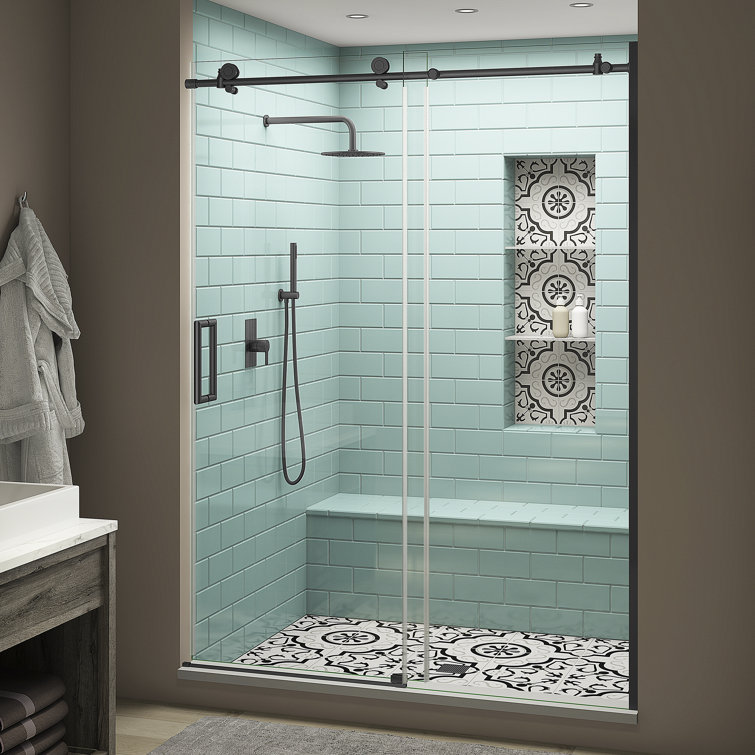 Coraline XL 80" High x 60" Wide Matte Black Frameless Sliding Shower Door