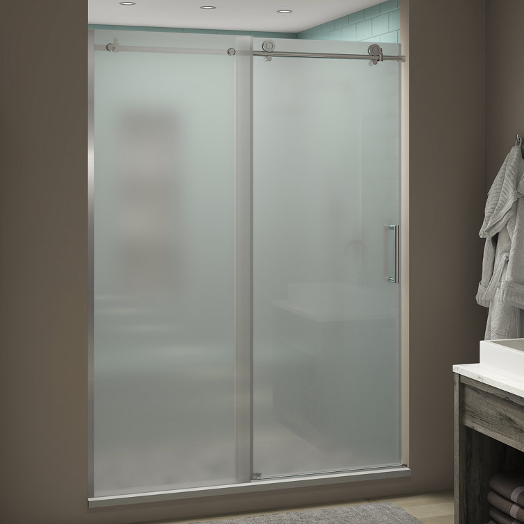 Coraline XL 56" Chrome Frameless Sliding Shower Door with Frosted Glass