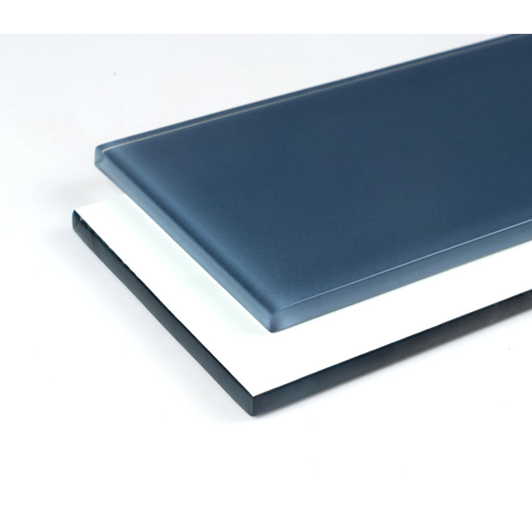 Denim Blue 4" x 12" Polished Glass Subway Tile