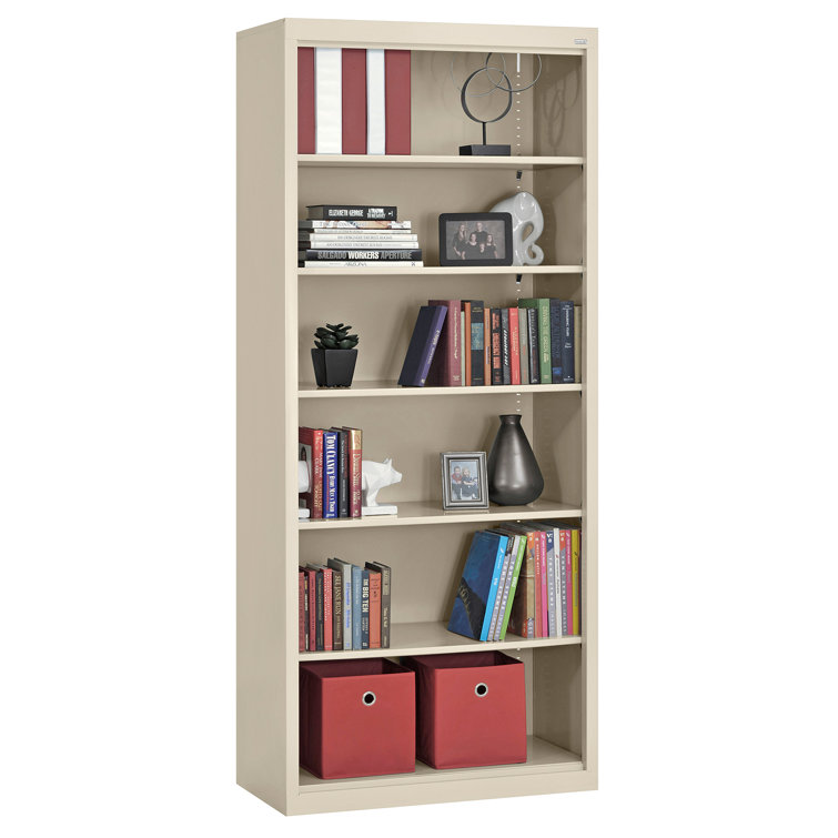 Putty Adjustable Steel 72" Bookcase with Reversible Shelves