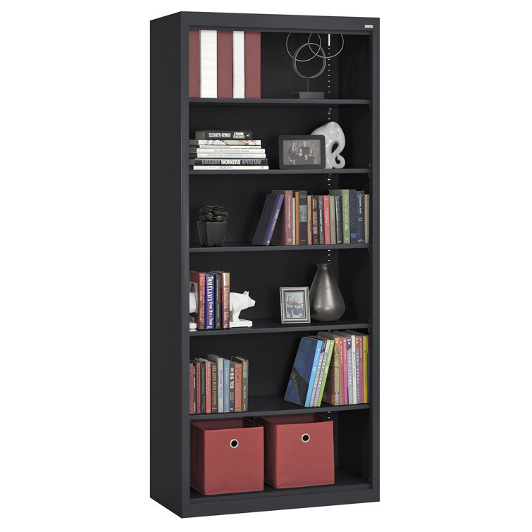 Black Adjustable Steel 72" Bookcase with Shelves