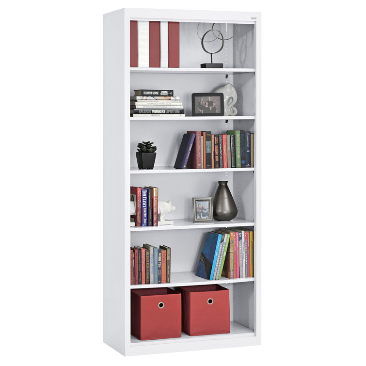 Putty Adjustable Steel 72" Bookcase with Reversible Shelves