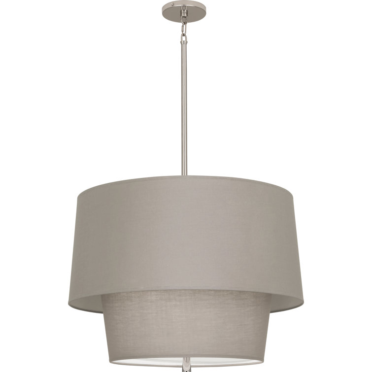 Polished Nickel Double Shade Pendant Light with Smoke Gray Diffuser