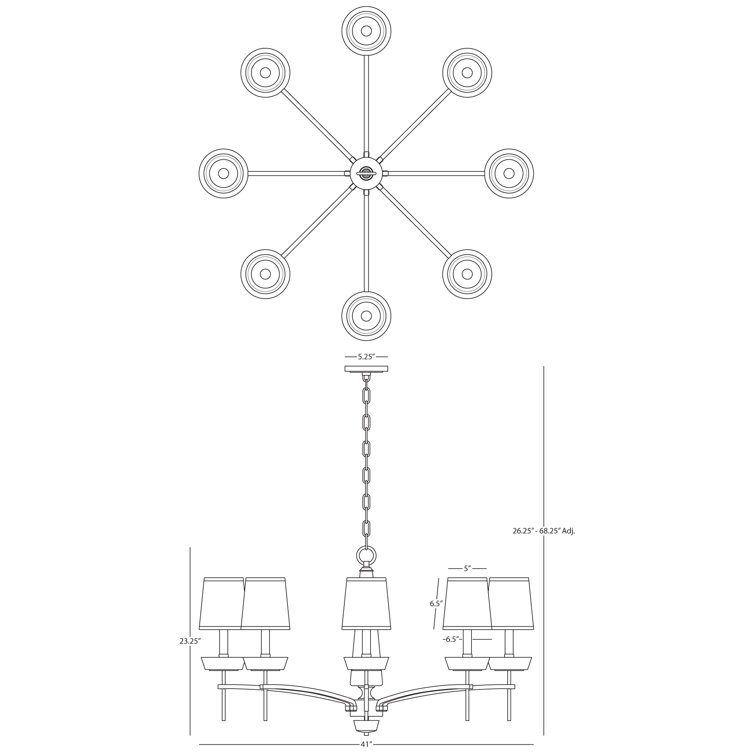 Cristallo Mid-Century Polished Nickel 8-Light Candle Chandelier