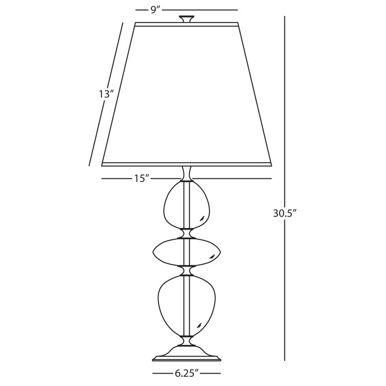 Polished Nickel and Crystal Table Lamp with Black Shade