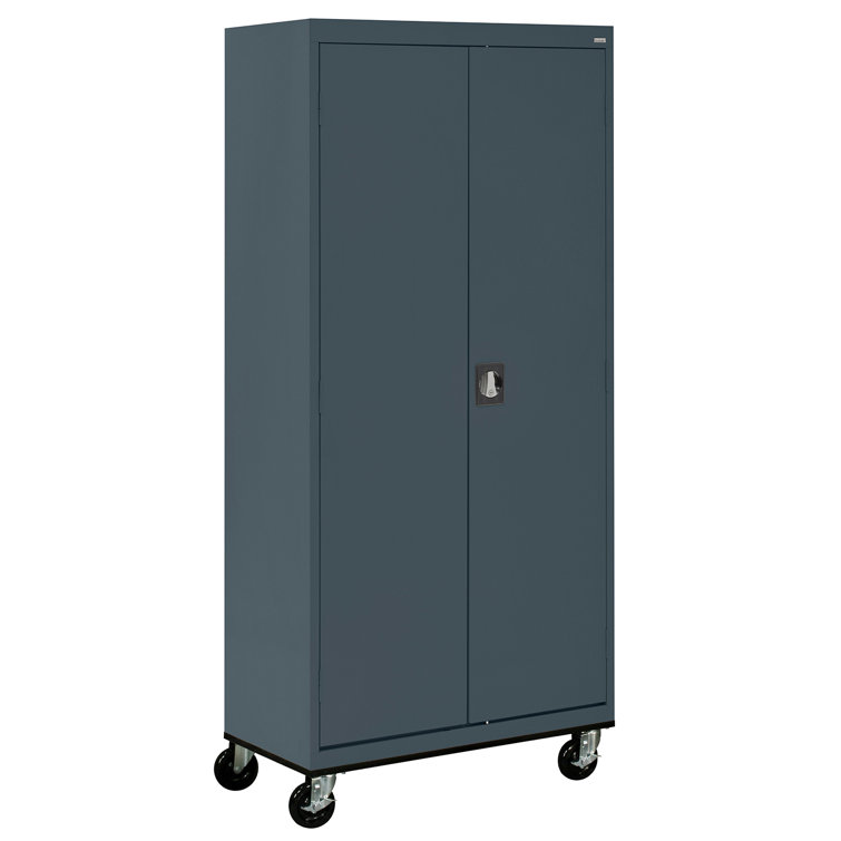 Charcoal Steel Freestanding Lockable Office Cabinet with Adjustable Shelving