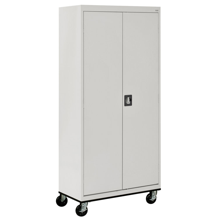 Freestanding Lockable 78" Gray Office Cabinet with Adjustable Shelving