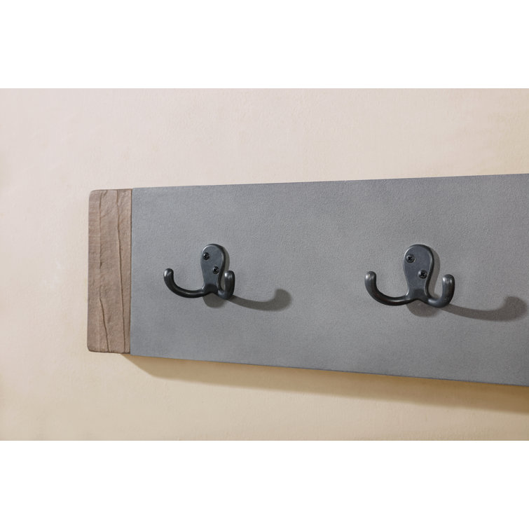 Newport 40" Rustic Industrial Faux Concrete Coat Rack with Bench