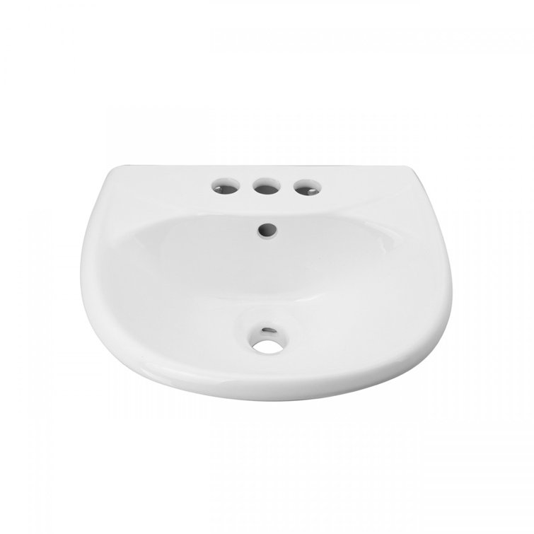 Ondine 16'' White Ceramic Wall-Mount Bathroom Sink with Overflow