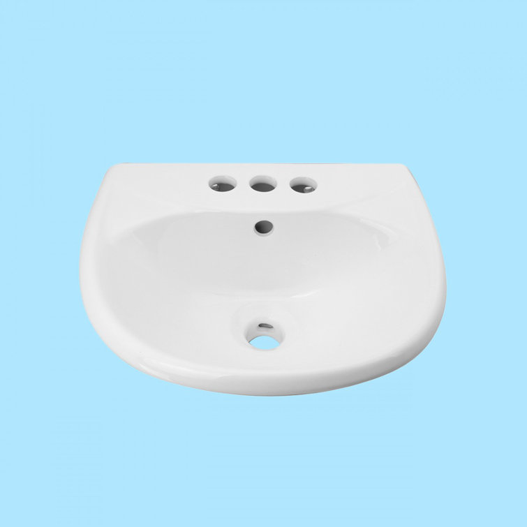 Ondine 16'' White Ceramic Wall-Mount Bathroom Sink with Overflow