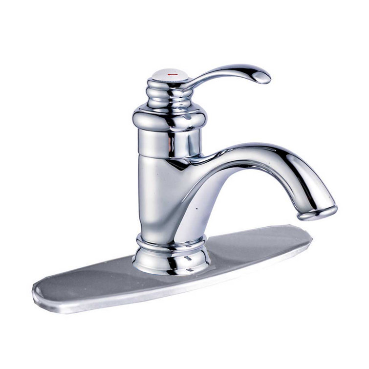 Chrome Plated Single Hole Bathroom Faucet with Widespread Plate
