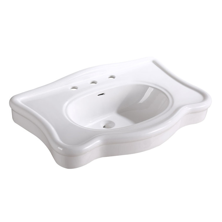 Deluxe White Porcelain Console Bathroom Sink with Overflow