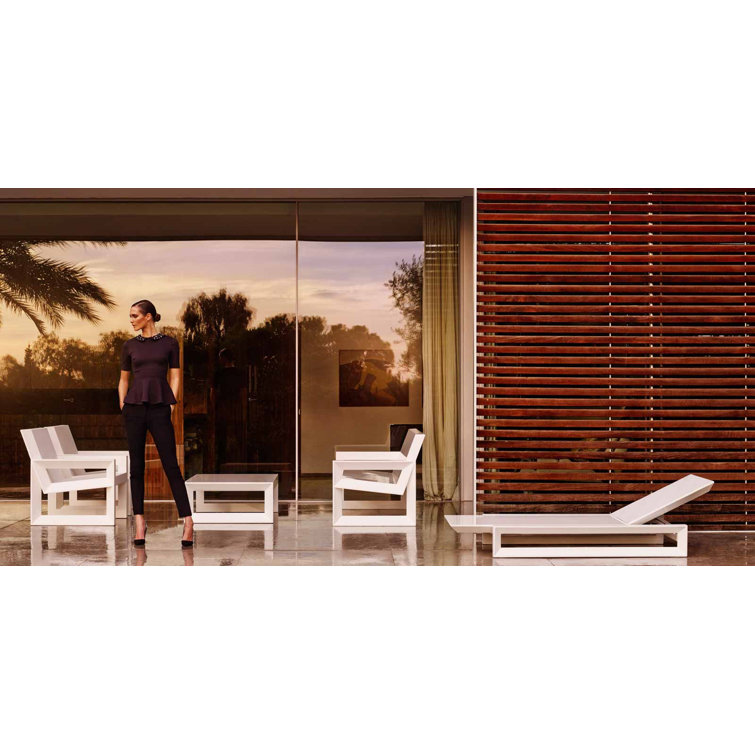 White Polyethylene Lounge Chair with Cushions and Arms