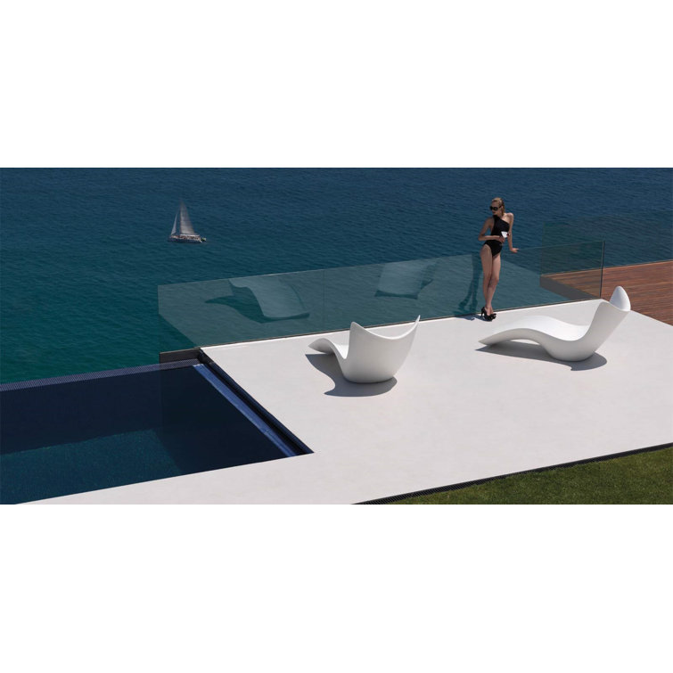 Karim Rashid Surf 35.75'' Khaki Polyethylene Outdoor Chaise Lounger