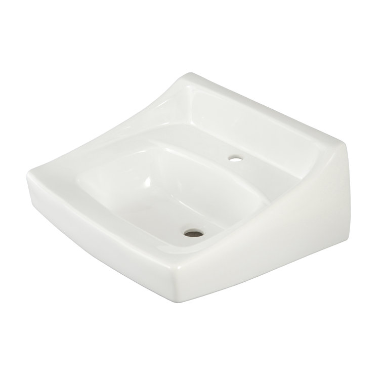 Modern White Ceramic 20'' Wall-Mount Bathroom Sink with Overflow